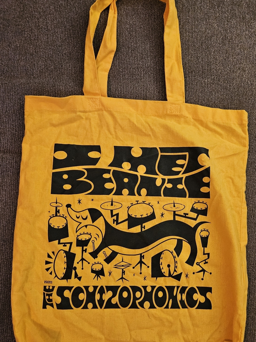 The Schizophonics Rock Band Beanie Dog Yellow Concert Tour Merch Tote Bag RARE